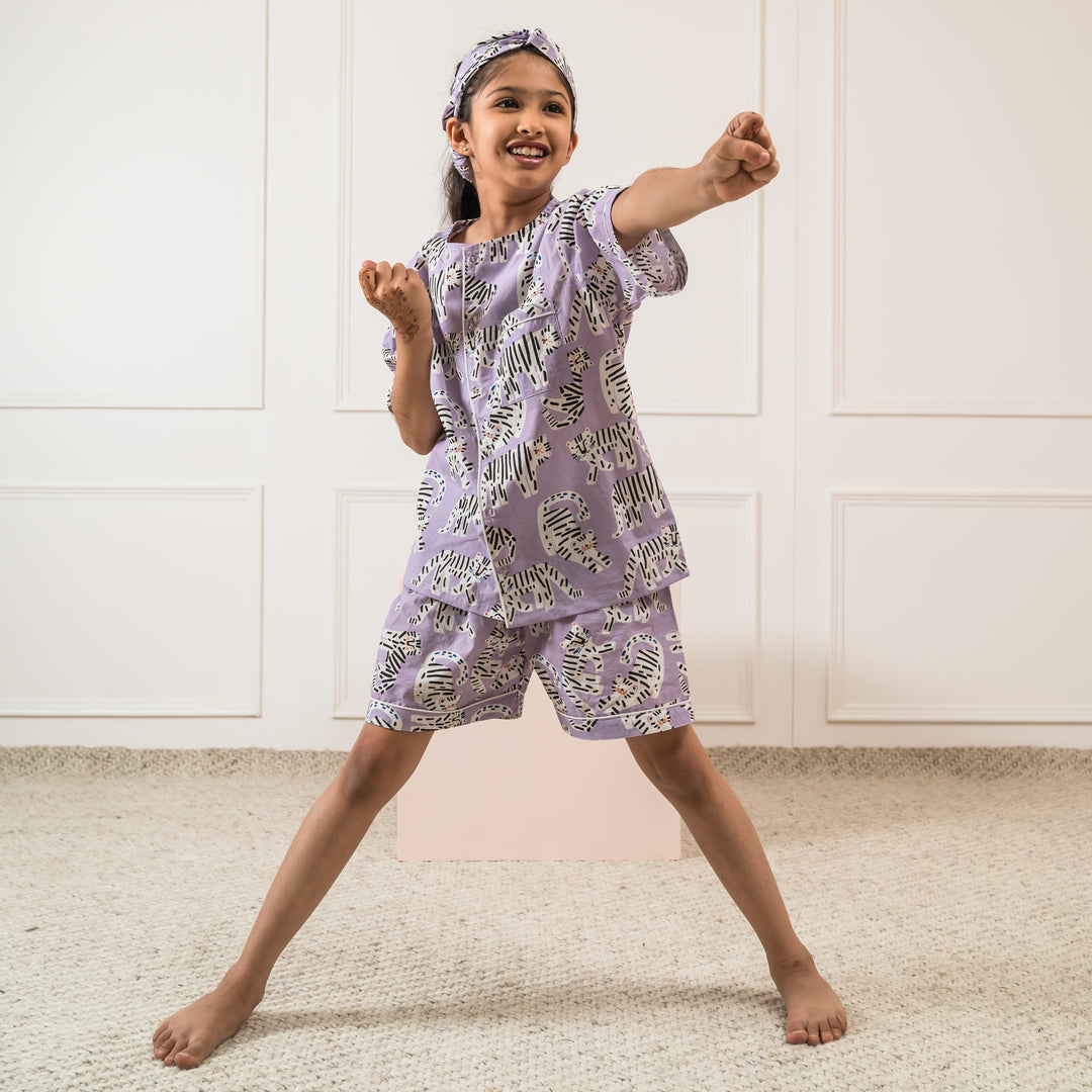 Eye of the Tiger - Lilac Organic Cotton nightsuit