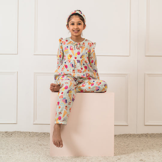 Berries & Icecream Organic Muslin Nightsuit