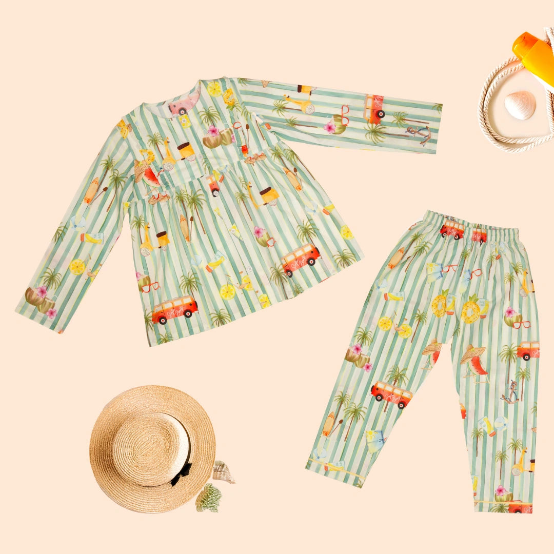 Beachy Sunsets Organic Cotton Nightsuit - Girls