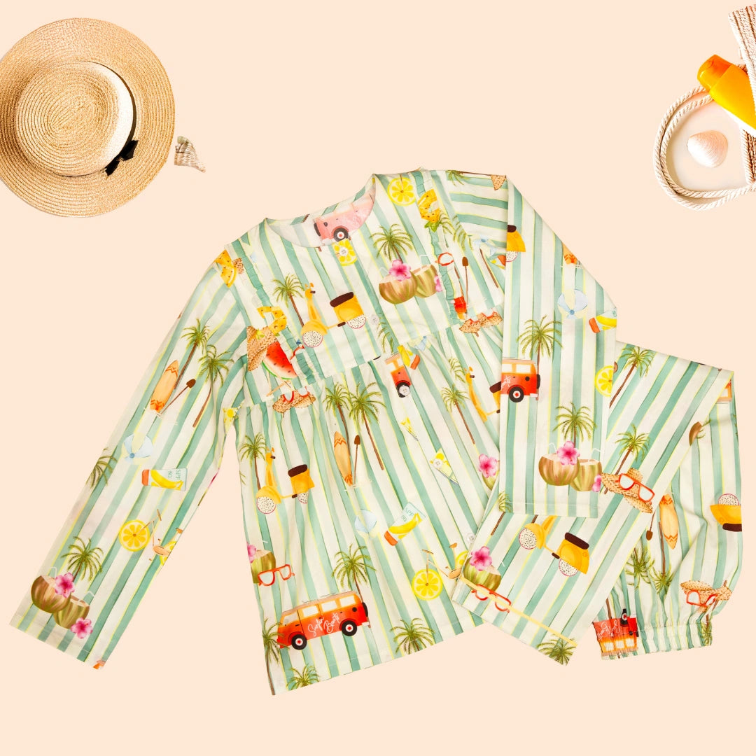 Beachy Sunsets Organic Cotton Nightsuit - Girls