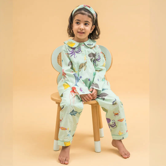 Aquatic Summersaults Organic Cotton Nightsuit - Girls