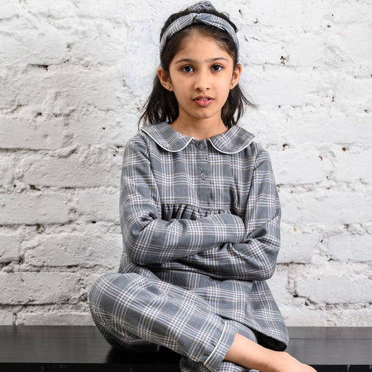 Manhattan Check Winter Cotton Nightsuit - Girls