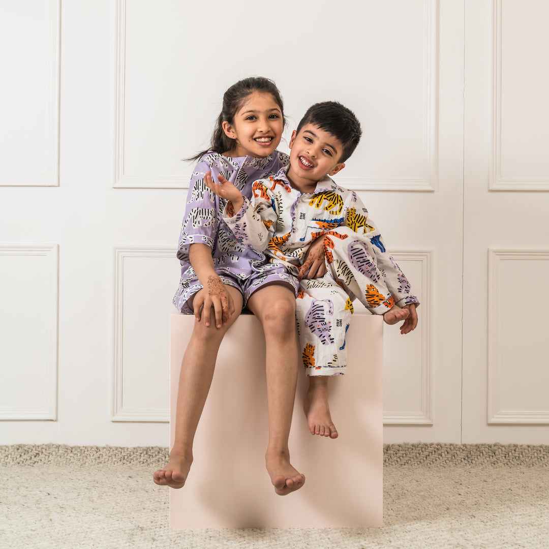 Eye of the Tiger - Lilac Organic Cotton nightsuit