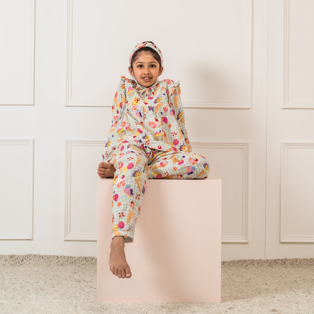 Berries & Icecream Organic Muslin Nightsuit