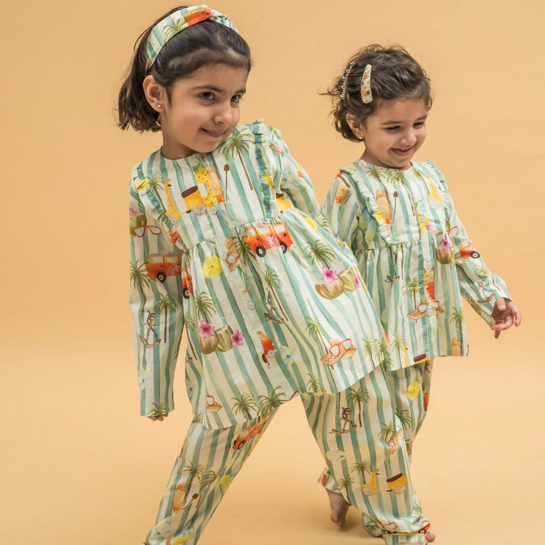 Beachy Sunsets Organic Cotton Nightsuit - Girls