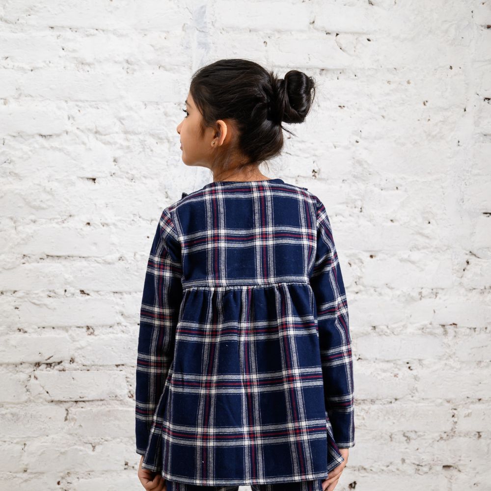 Minnesota Plaid Winter Cotton Nightsuit - Girls