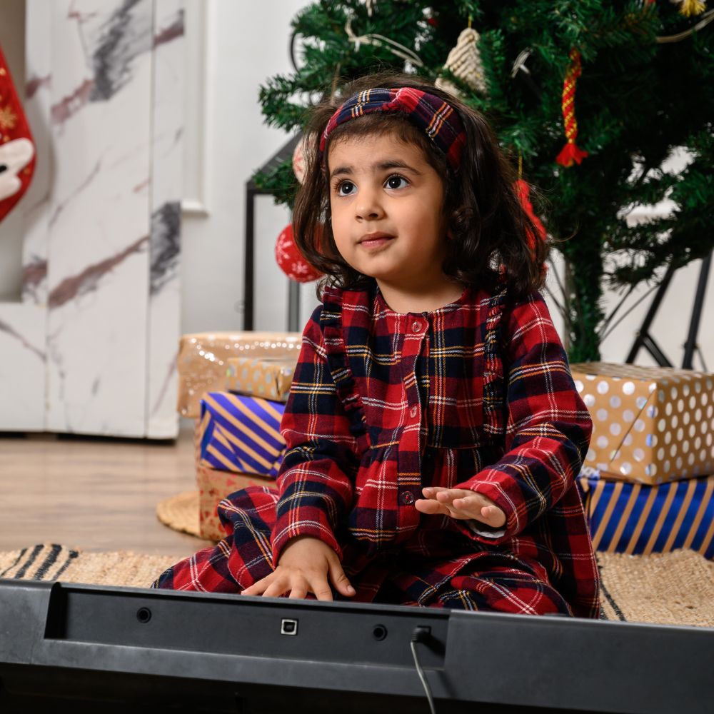 Alaska Plaid Winter Cotton Nightsuit - Girls