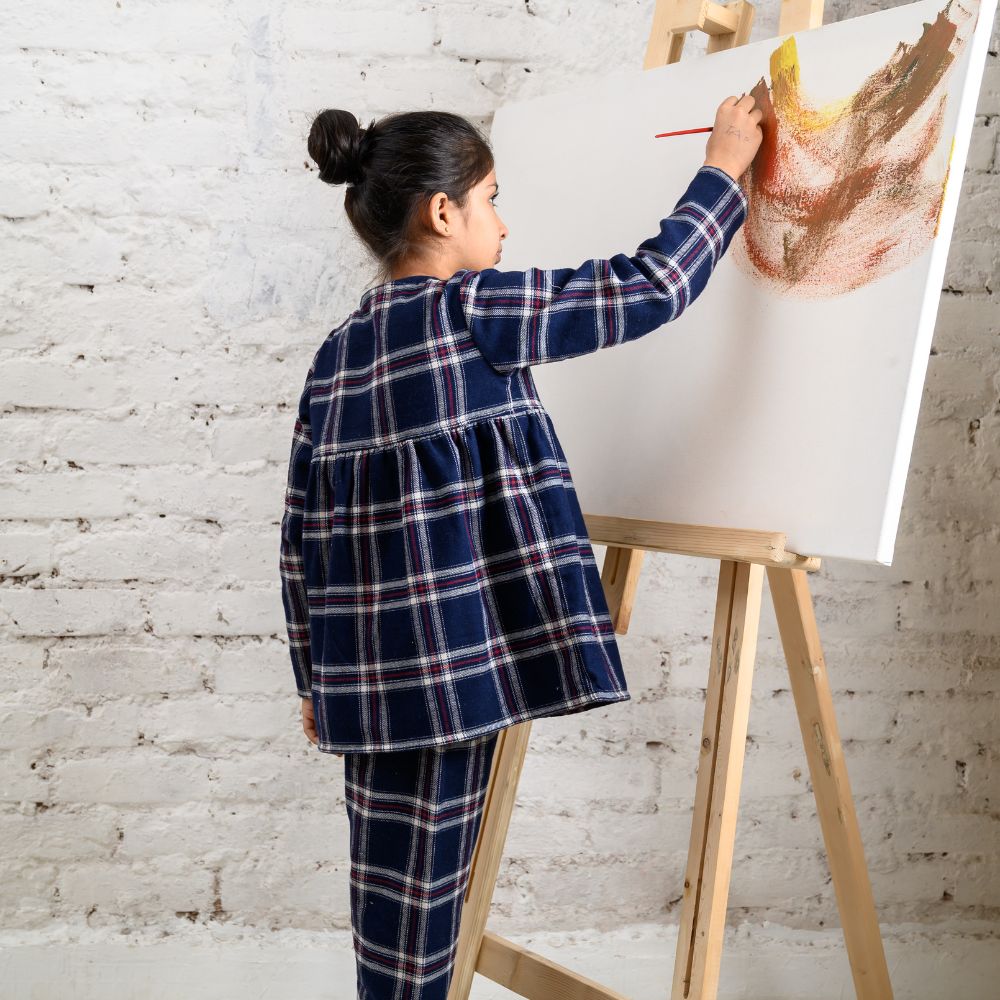 Minnesota Plaid Winter Cotton Nightsuit - Girls