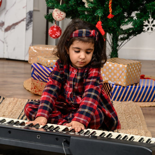 Alaska Plaid Winter Cotton Nightsuit - Girls