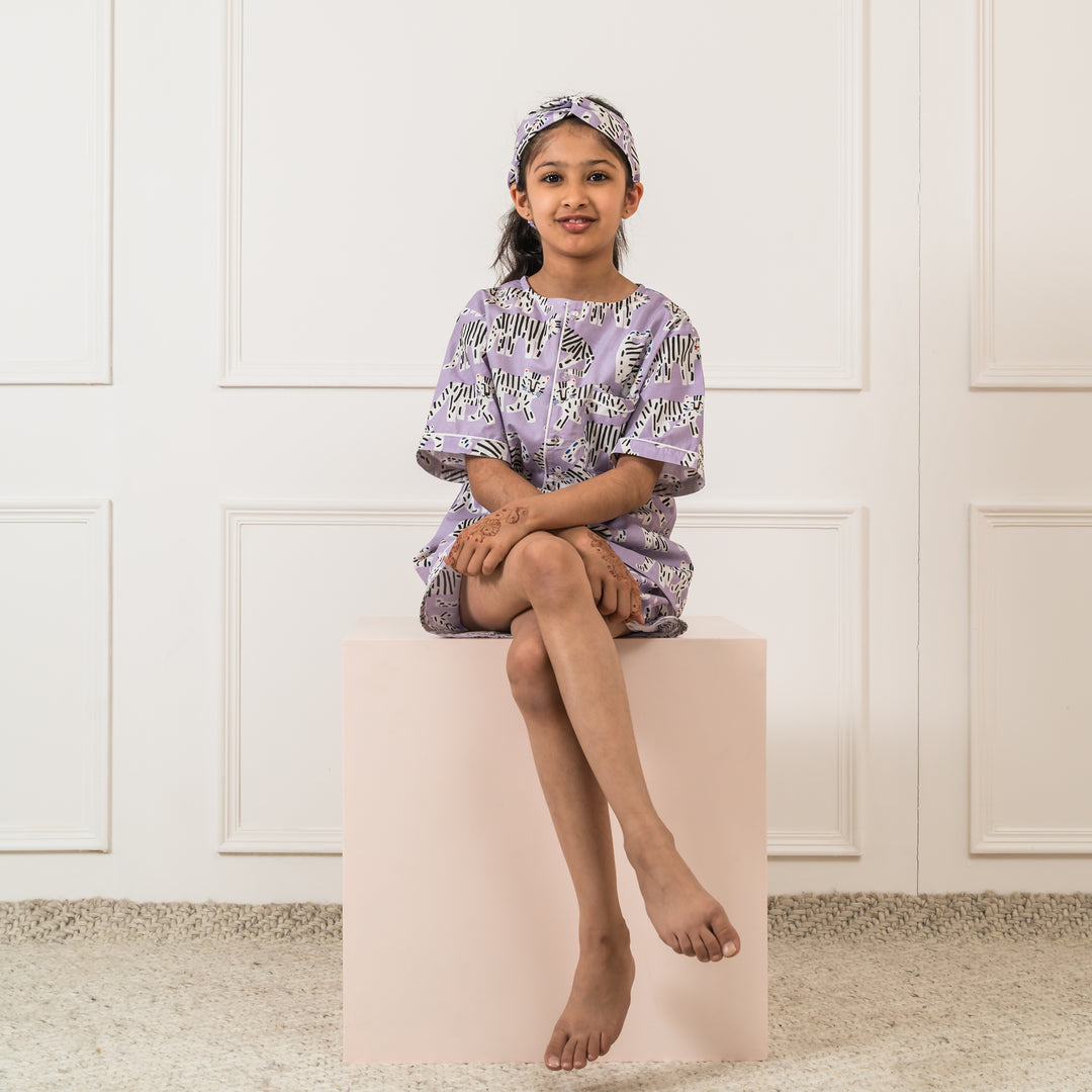 Eye of the Tiger - Lilac Organic Cotton nightsuit