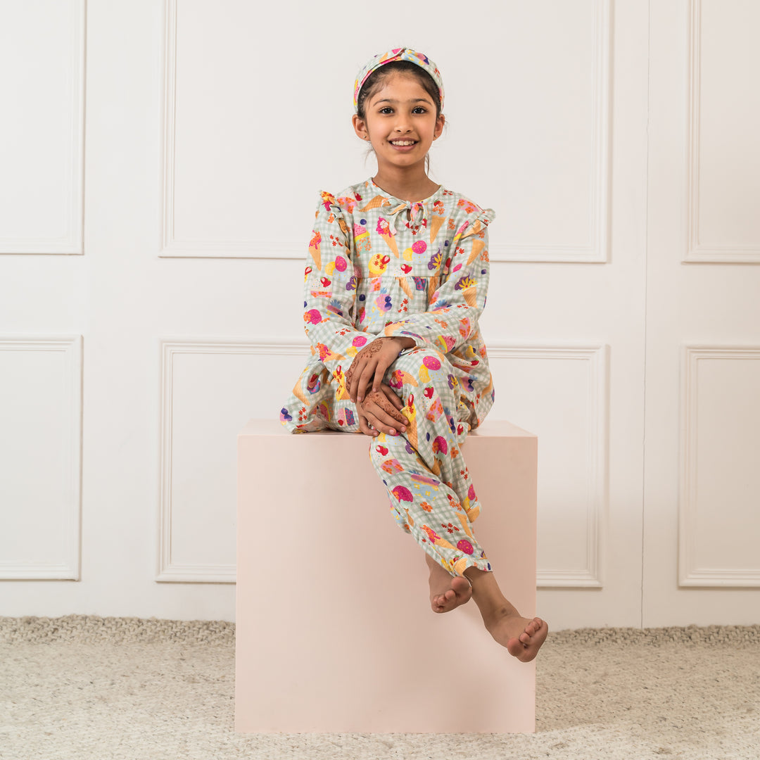 Berries & Icecream Organic Muslin Nightsuit