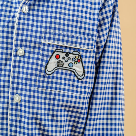 Royal Blue Gingham Cotton Nightsuit Boys
