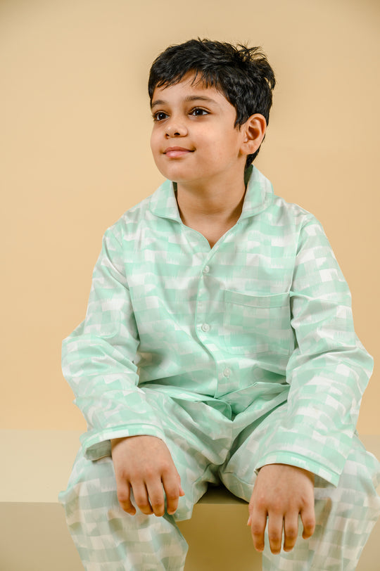 Green Geo Cotton Nightsuit