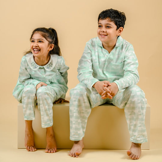 Green Geo Cotton Nightsuit