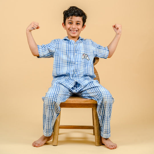 Summer Cool Blue Check Nightsuit