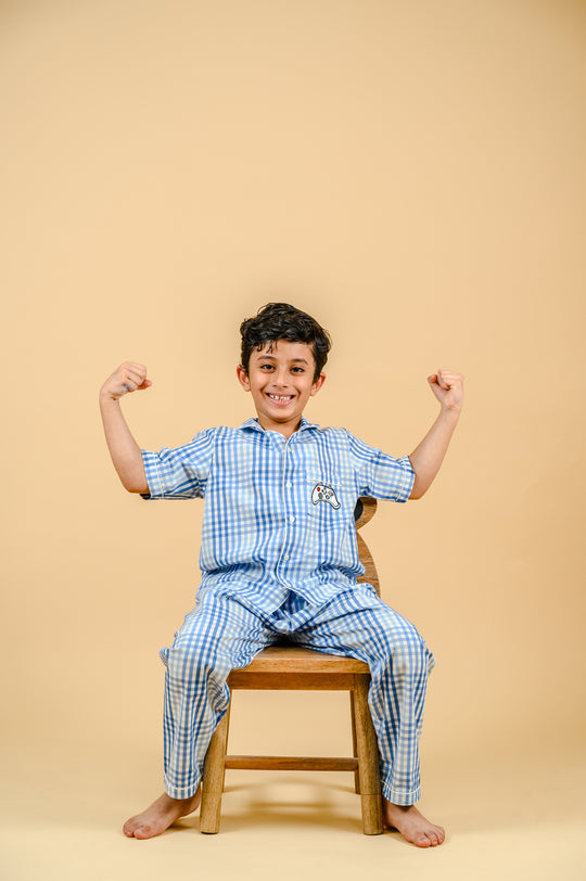 Summer Cool Blue Check Nightsuit