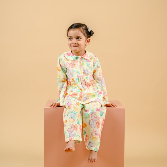 Cupcake n Donut Land Organic Muslin Nightsuit
