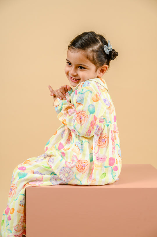 Cupcake n Donut Land Organic Muslin Nightsuit