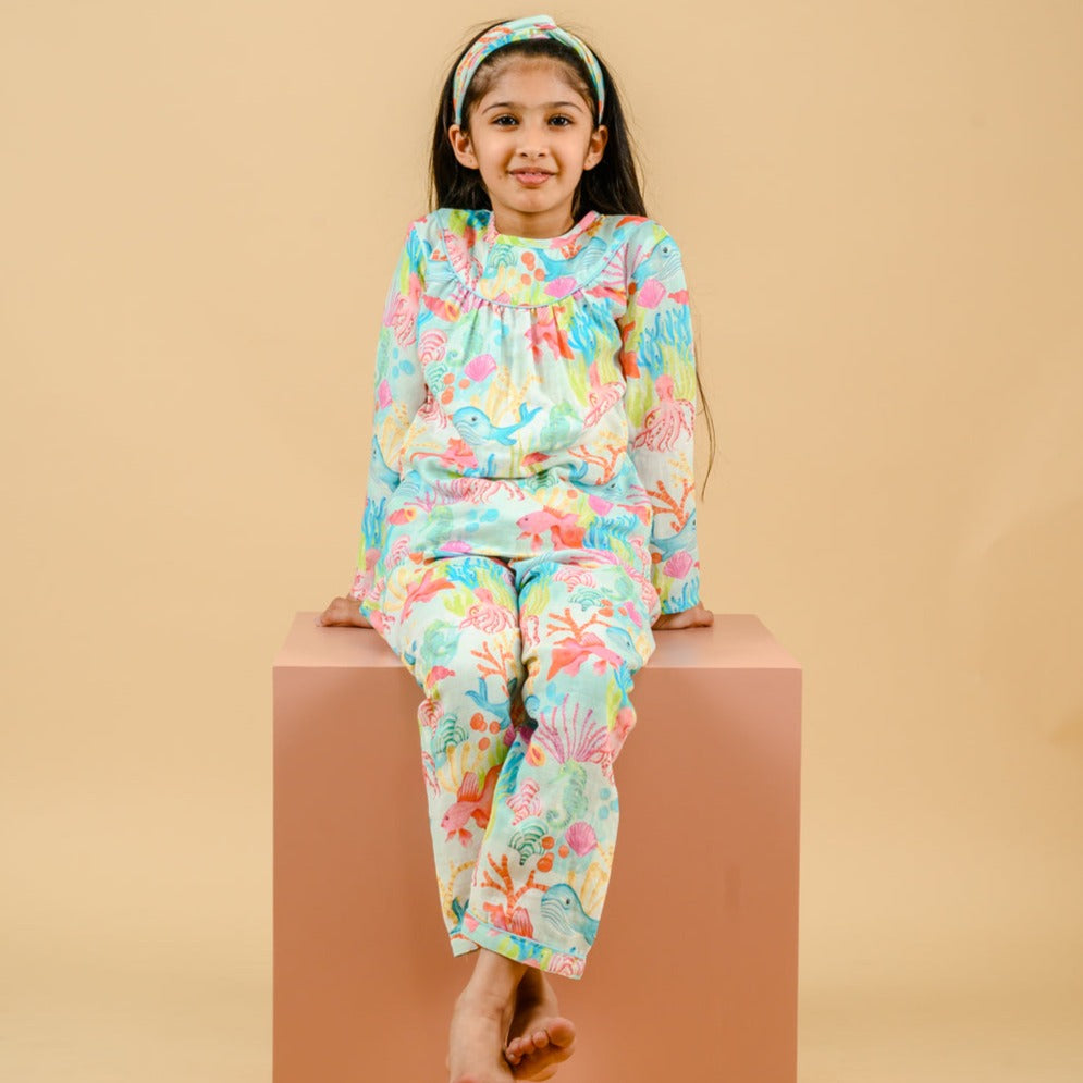 Underwater World Organic Muslin Nightsuit