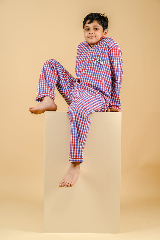 Panama Red Check Cotton Nightsuit