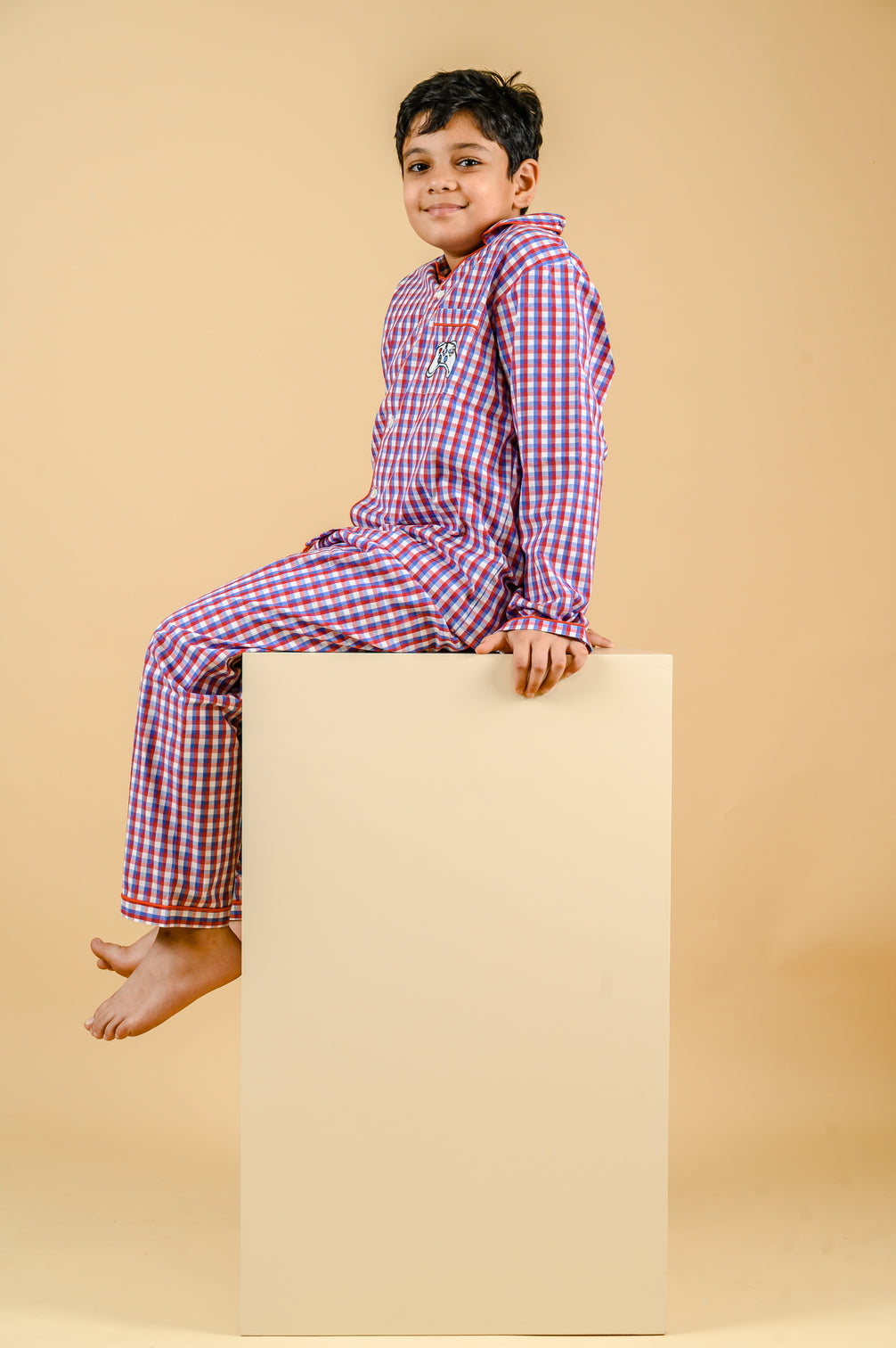 Panama Red Check Cotton Nightsuit