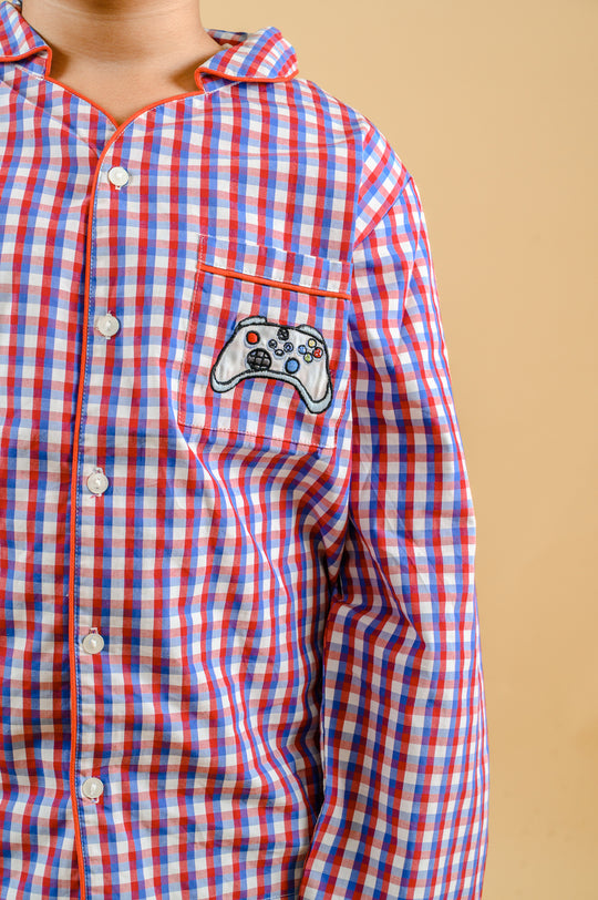 Panama Red Check Cotton Nightsuit