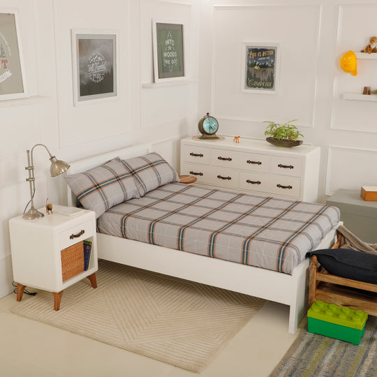 Boy Scout Grey Plaid Organic Cotton Bedsheet Set