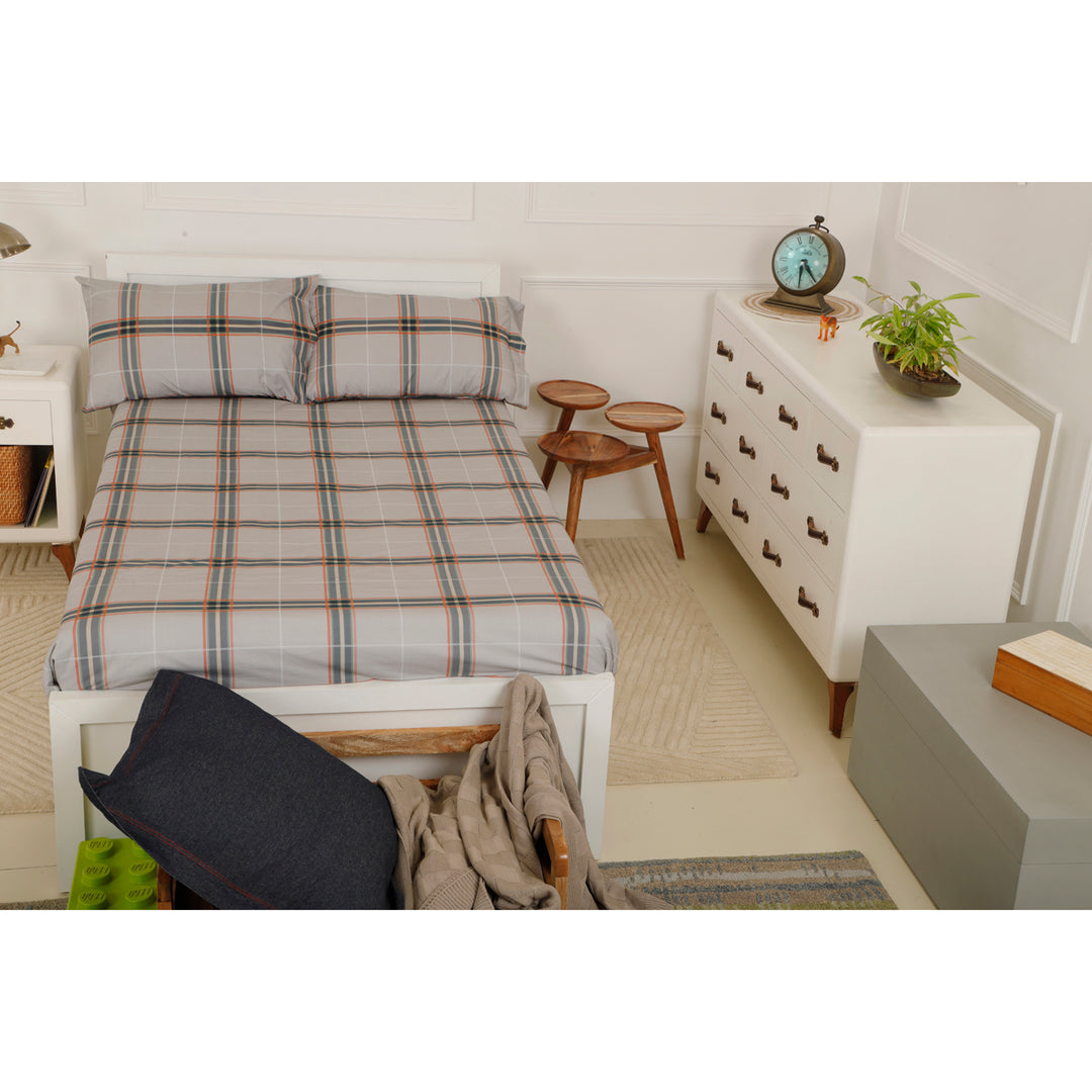 Boy Scout Grey Plaid Organic Cotton Bedsheet Set