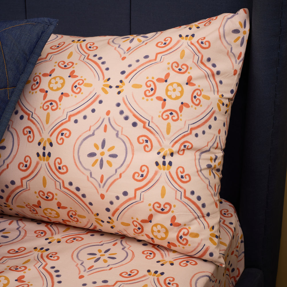 Moroccan Tile Organic Cotton Bedsheet Set