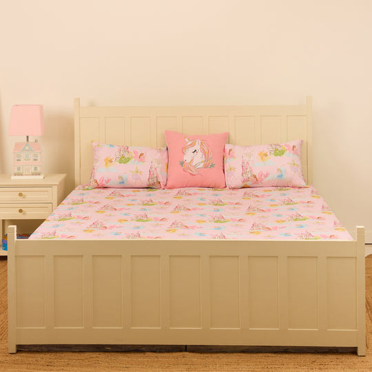 FairyLand Pink Organic Cotton Bedsheet Set