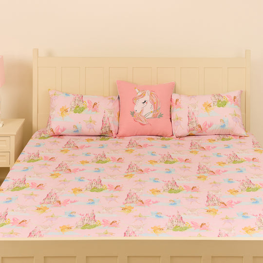 FairyLand Pink Organic Cotton Bedsheet Set