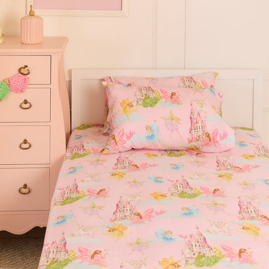 FairyLand Pink Organic Cotton Bedsheet Set