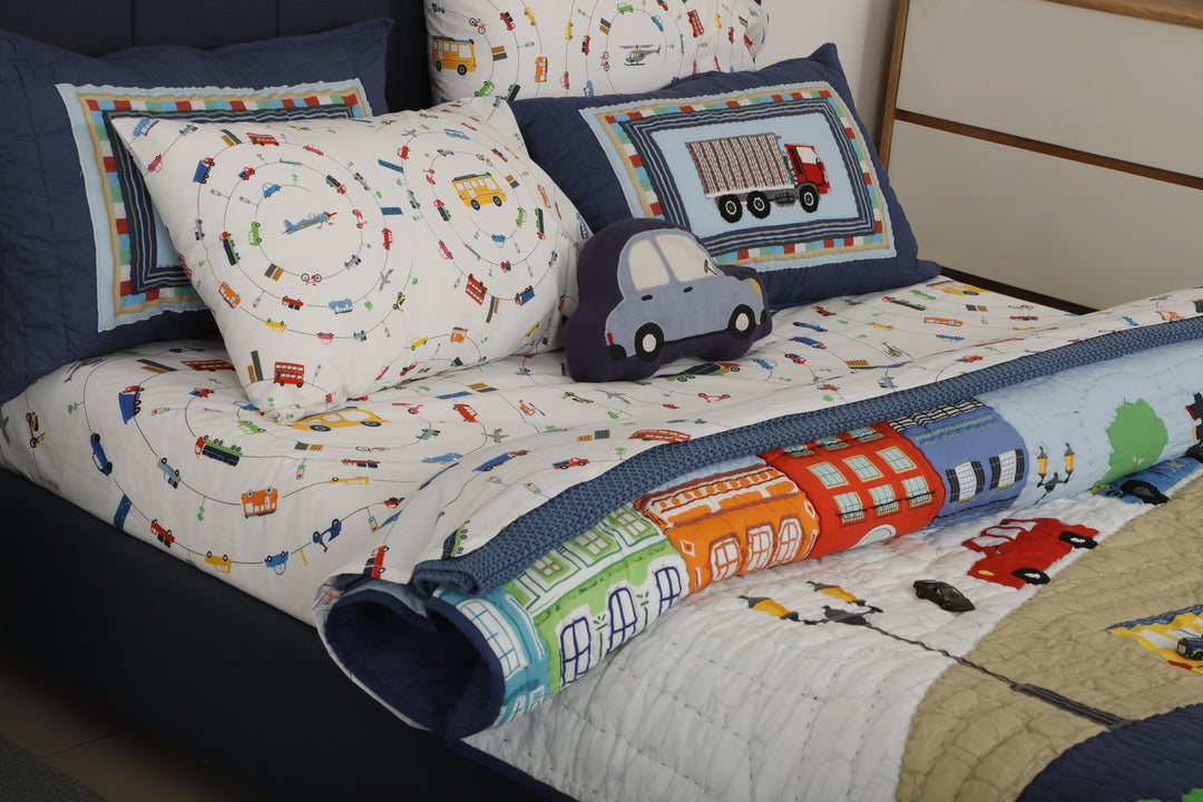 Wheels In The City Organic Cotton Bedsheet Set