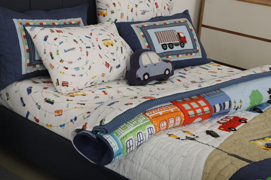 Wheels In The City Organic Cotton Bedsheet Set