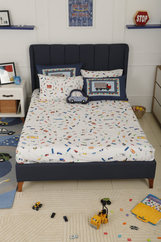 Wheels In The City Organic Cotton Bedsheet Set