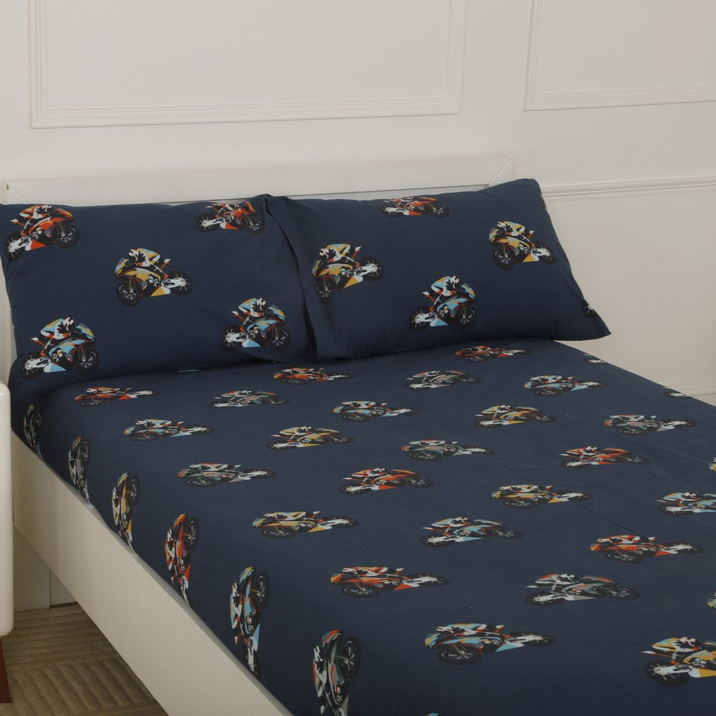 Super Bikes Organic Cotton Bedsheet Set