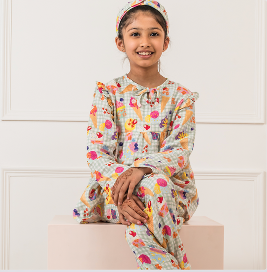 Berries & Icecream Organic Muslin Nightsuit