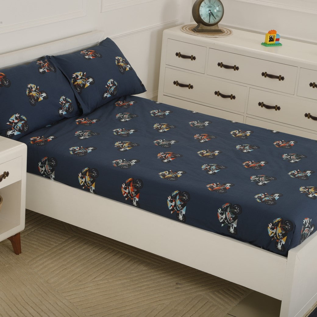 Super Bikes Organic Cotton Bedsheet Set