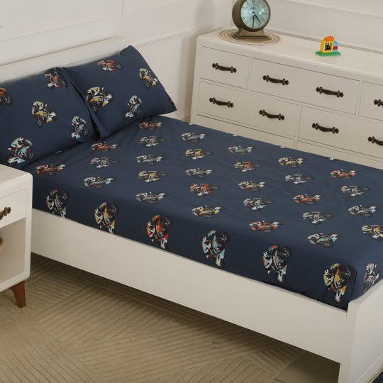 Super Bikes Organic Cotton Bedsheet Set