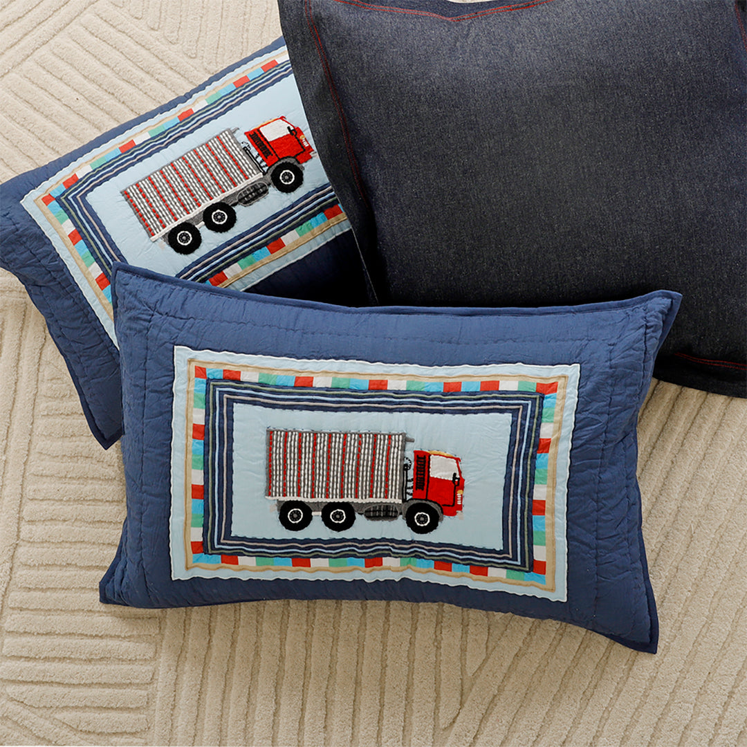 Wheels In The City Quilted Pillow/Sham