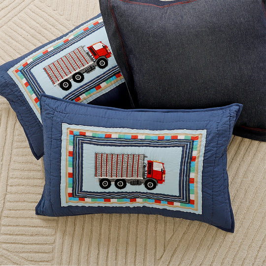 Wheels In The City Quilted Pillow/Sham