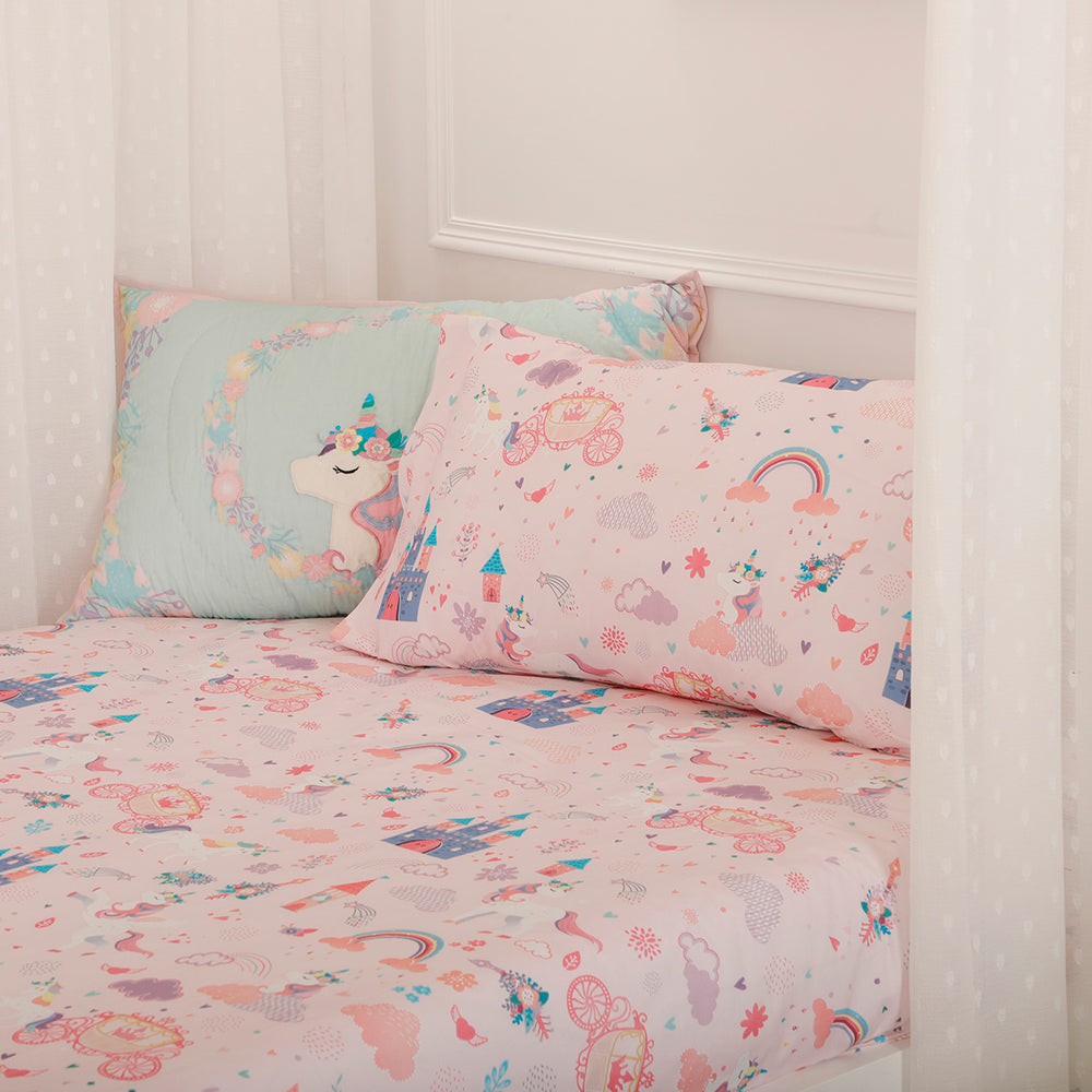 Unicorn Dreams Organic Cotton Kids Quilted Pillow