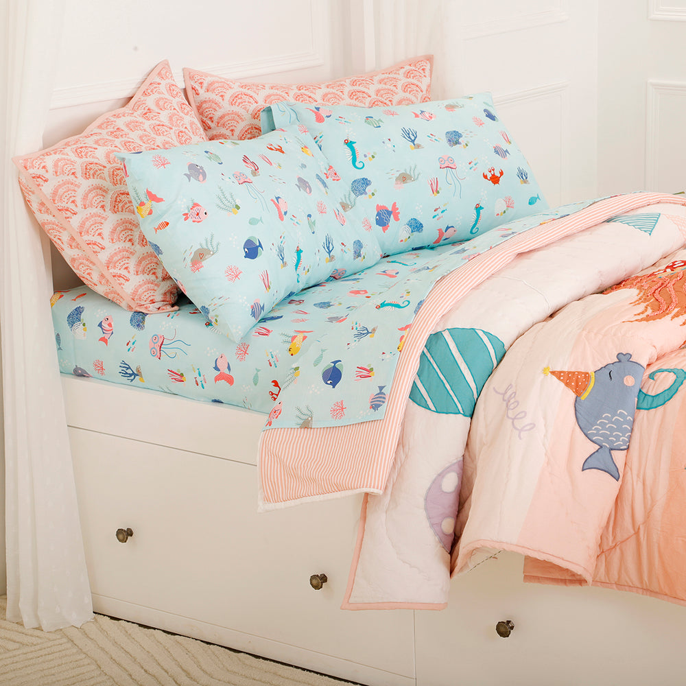 Mermaid Tea Party Organic Cotton Pillow Case