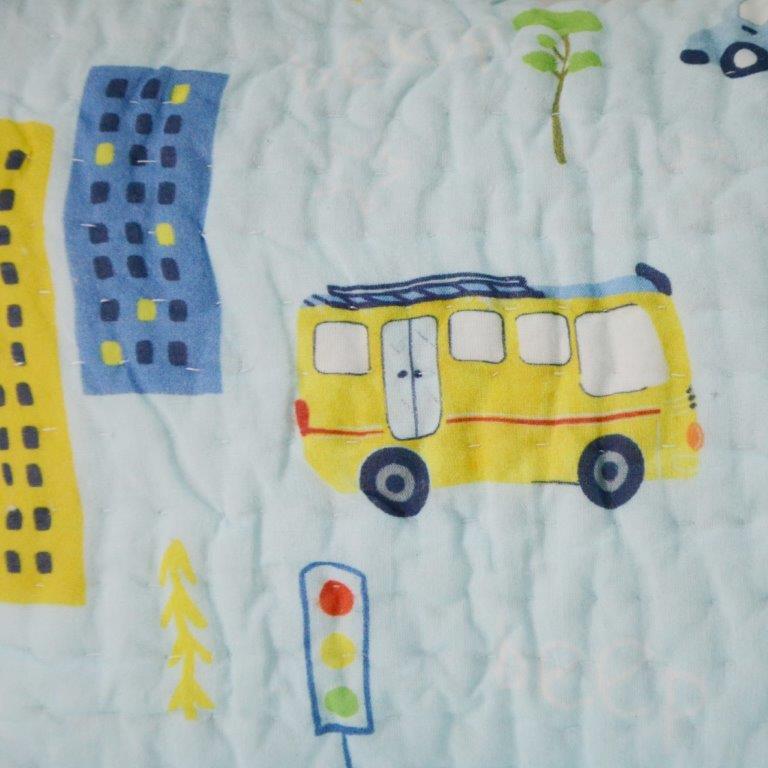 Little Engines Organic Cotton Quilted Pillow
