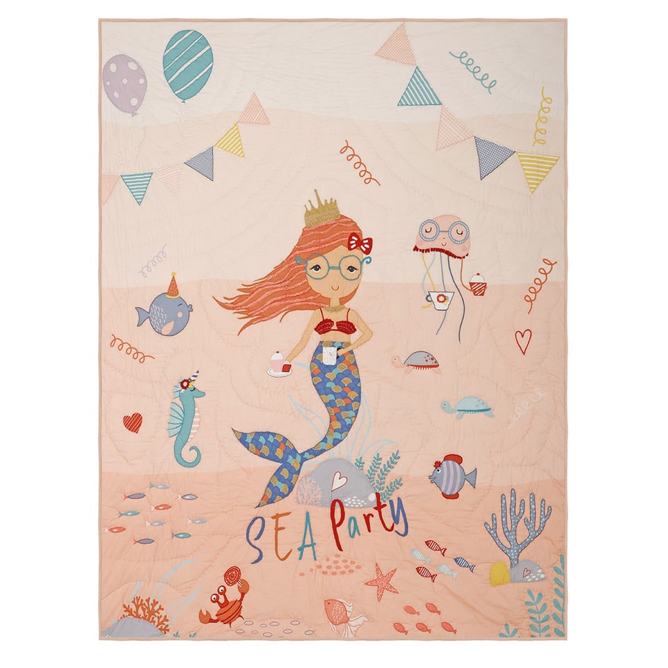 Mermaid Tea Party Organic Cotton Quilt