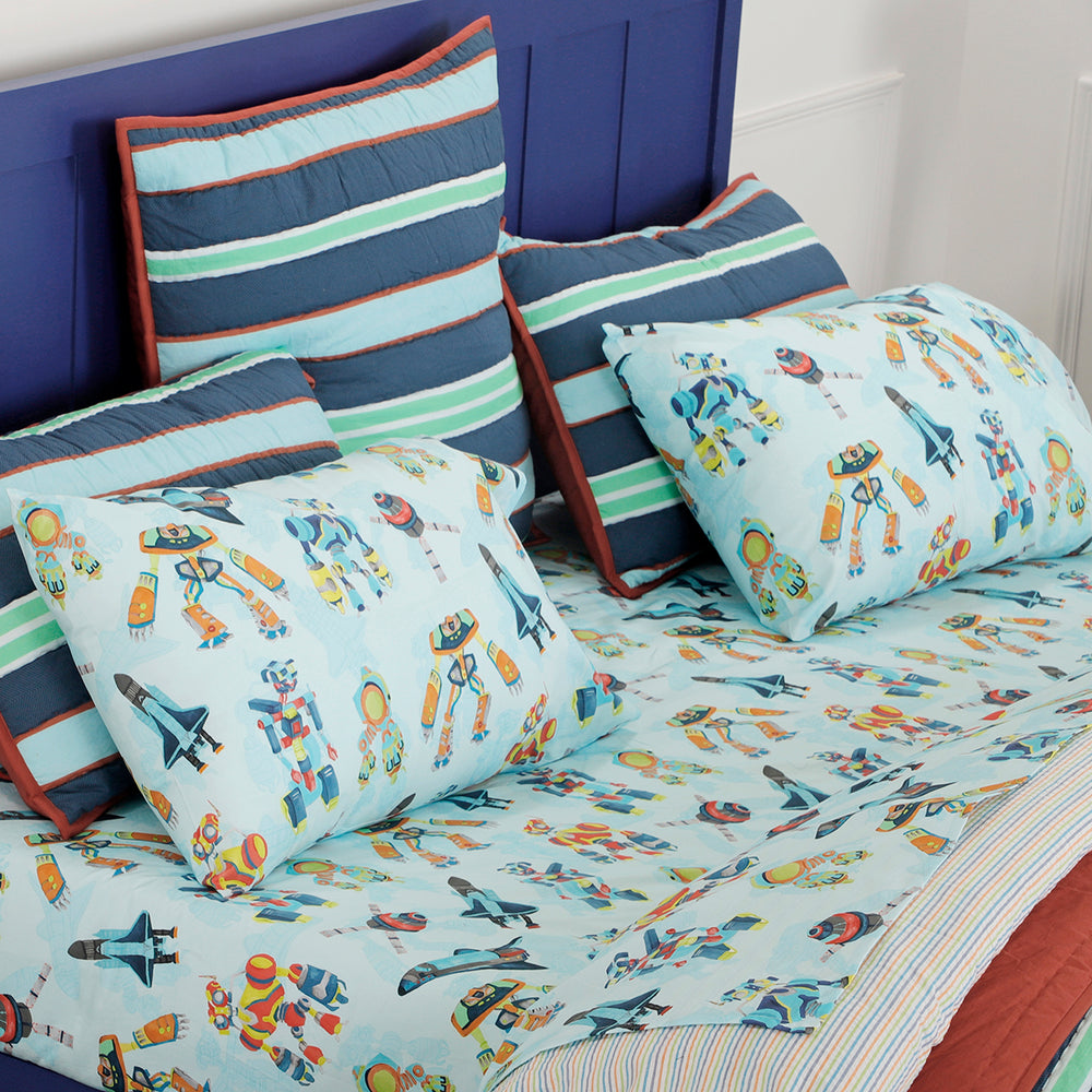 Robot Cruise Organic Cotton Bedsheet Set