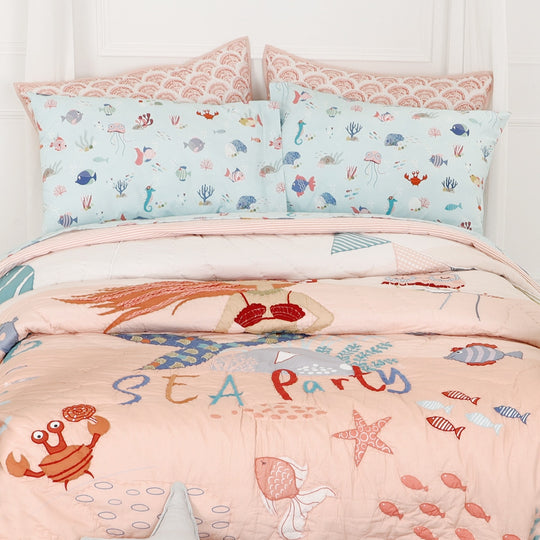 Mermaid Tea Party Organic Cotton Quilt