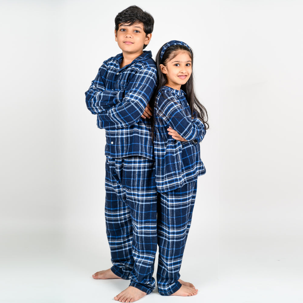 New York Plaid Winter Nightsuits Girls