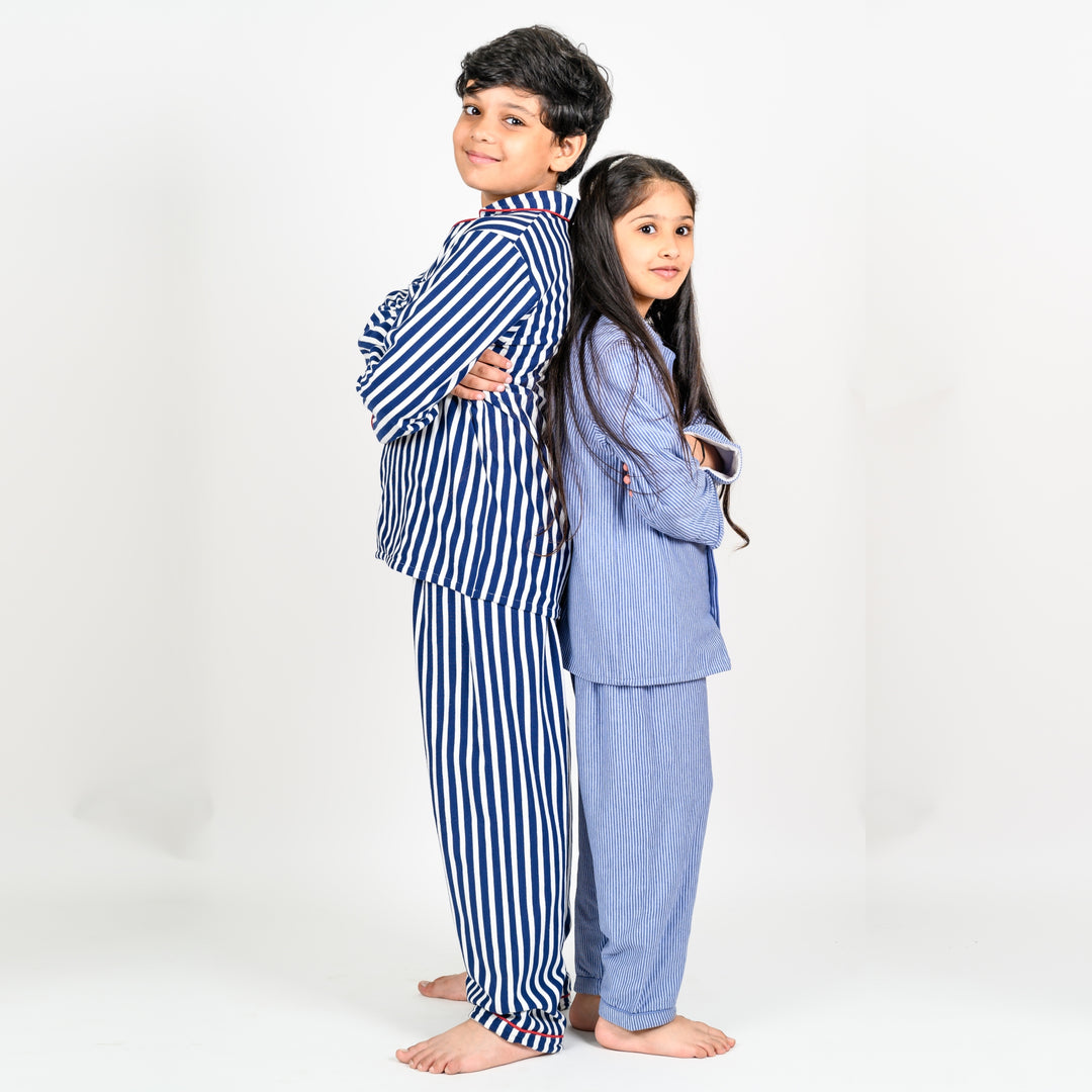 Pinstripe Blue Winter Nightsuit