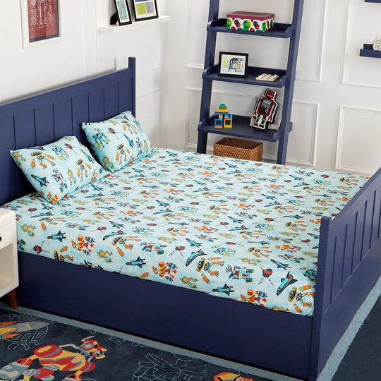 Robot Cruise Organic Cotton Bedsheet Set
